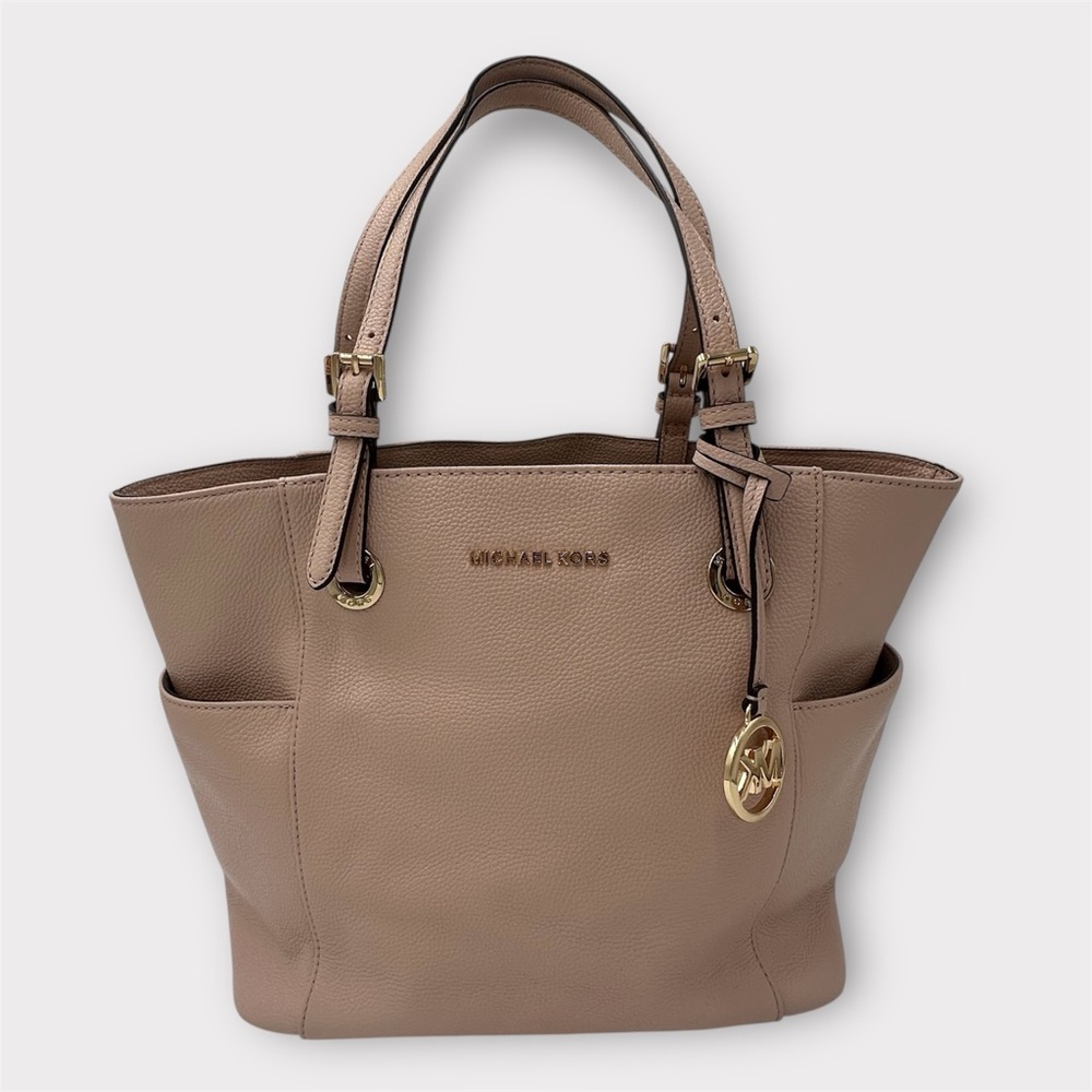 Michael Kors Light Taupe Leather Tote with Gold Hardware